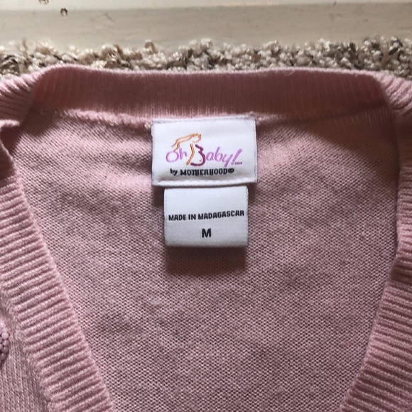 Oh Baby pink girly maternity sweater beaded bows are vintage soft - Picture 3 of 3